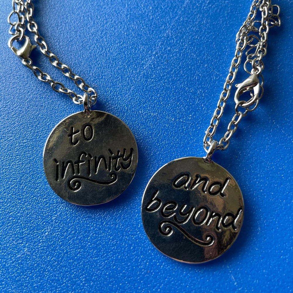 To infinity and beyond two necklace friendship set